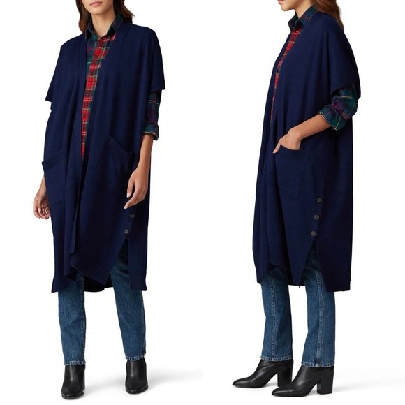 Great Jones - Navy Long Open Short Sleeve Cardigan Women's Sz M Medium - Picture 1 of 7